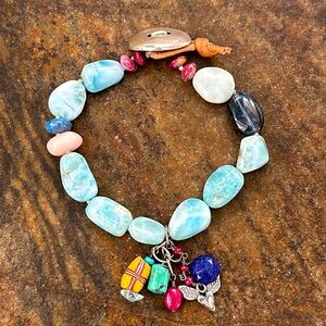 Jes MaHarry one-of-a-kind larimar angel heart bracelet. New with tags.